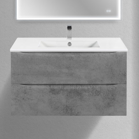 

Тумба с раковиной Vincea Mia Slim 90, 2 ящика, бетон
