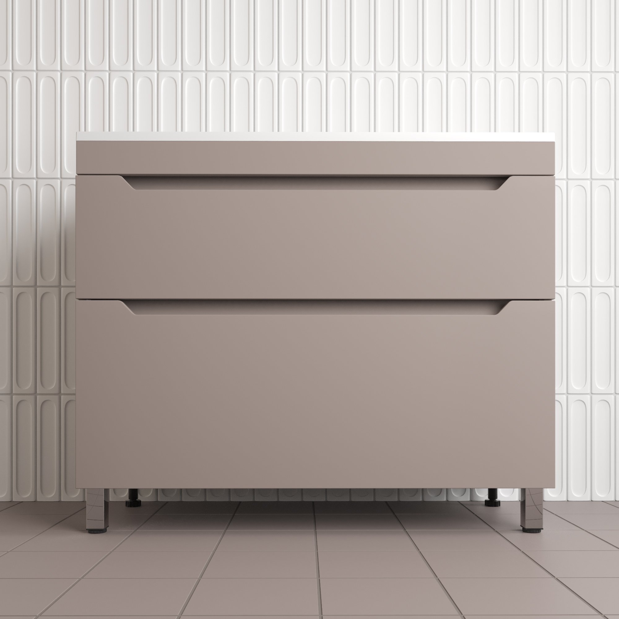 

Тумба напольная "Остин" под раковину Фортуна 100 2 ящ тауп темный эмаль PLUS