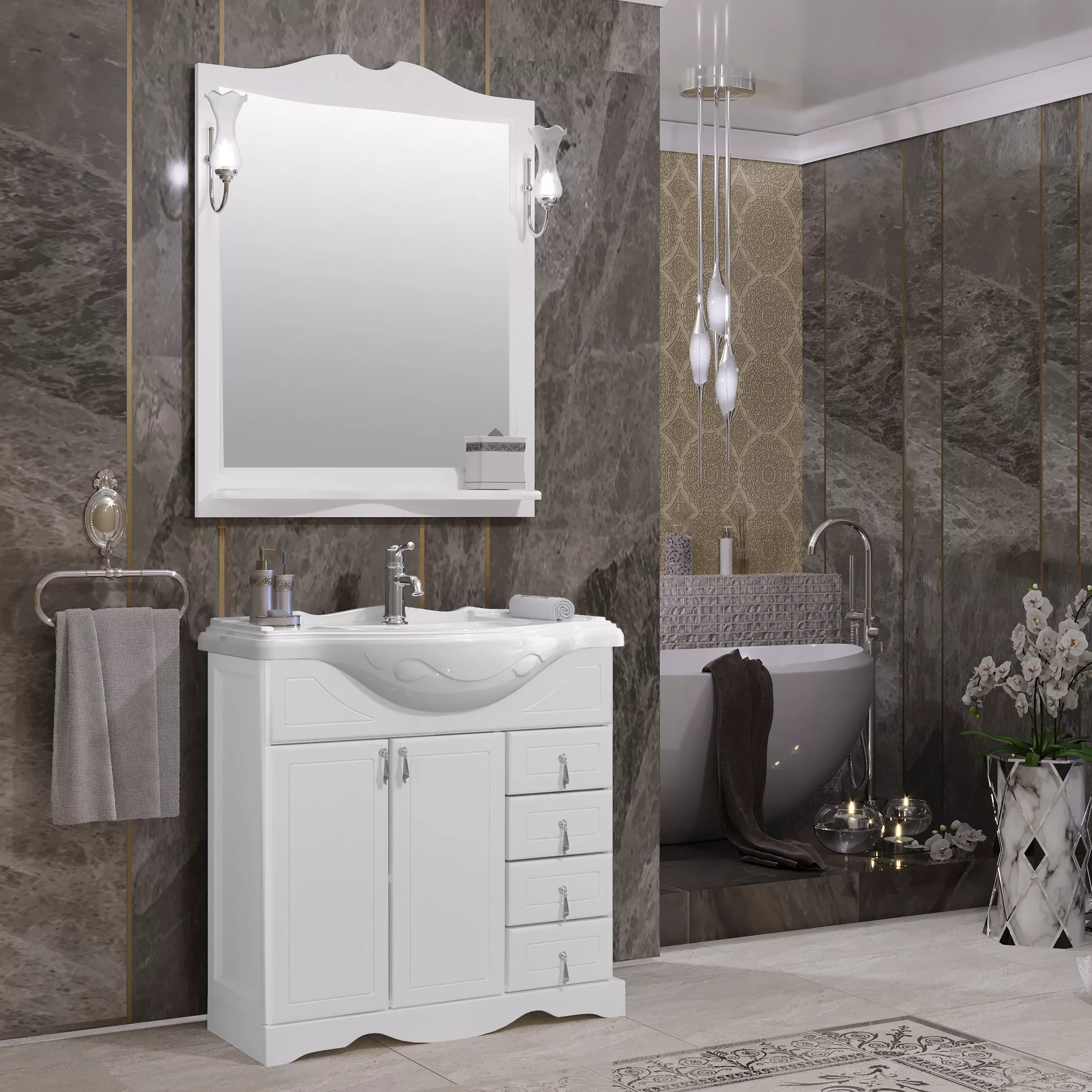 Мебель для ванной Opadiris Клио 85 напольная, цвет белый - фото 1