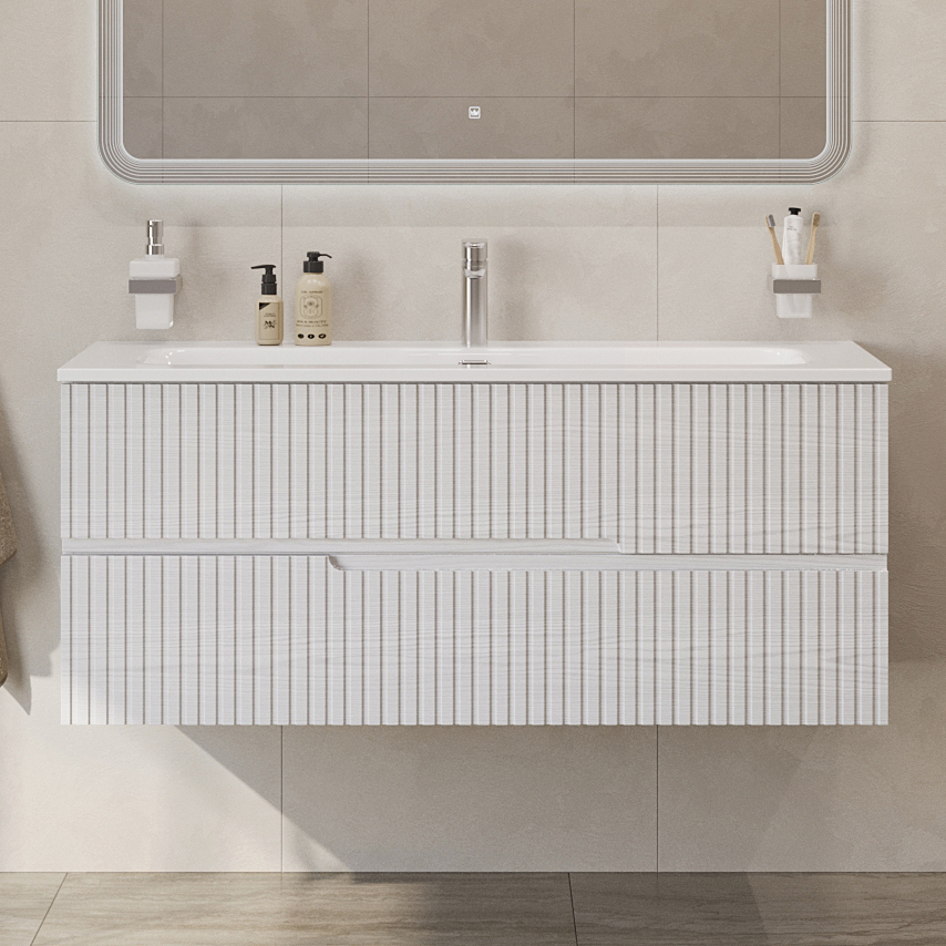 

Тумба под раковину без столешницы Cezares Duet 120 подвесная, ясень белый софт