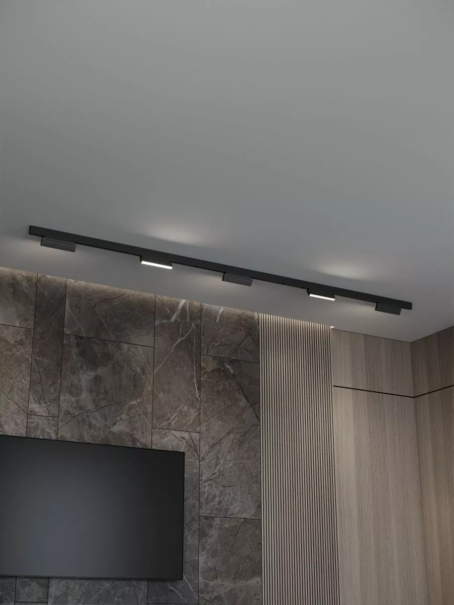 

Трековая система со светильниками №4 трехфазная накладная Eldeko (48В, форма - прямая, 3м, 4000K) черная Hesby Lighting HSBL_kompl_E004_NI3B4K