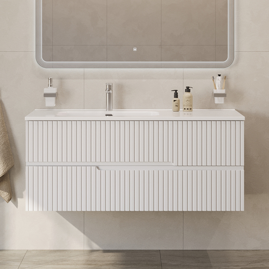 

Тумба под раковину без столешницы Cezares Duet 120 L подвесная, bianco lucido