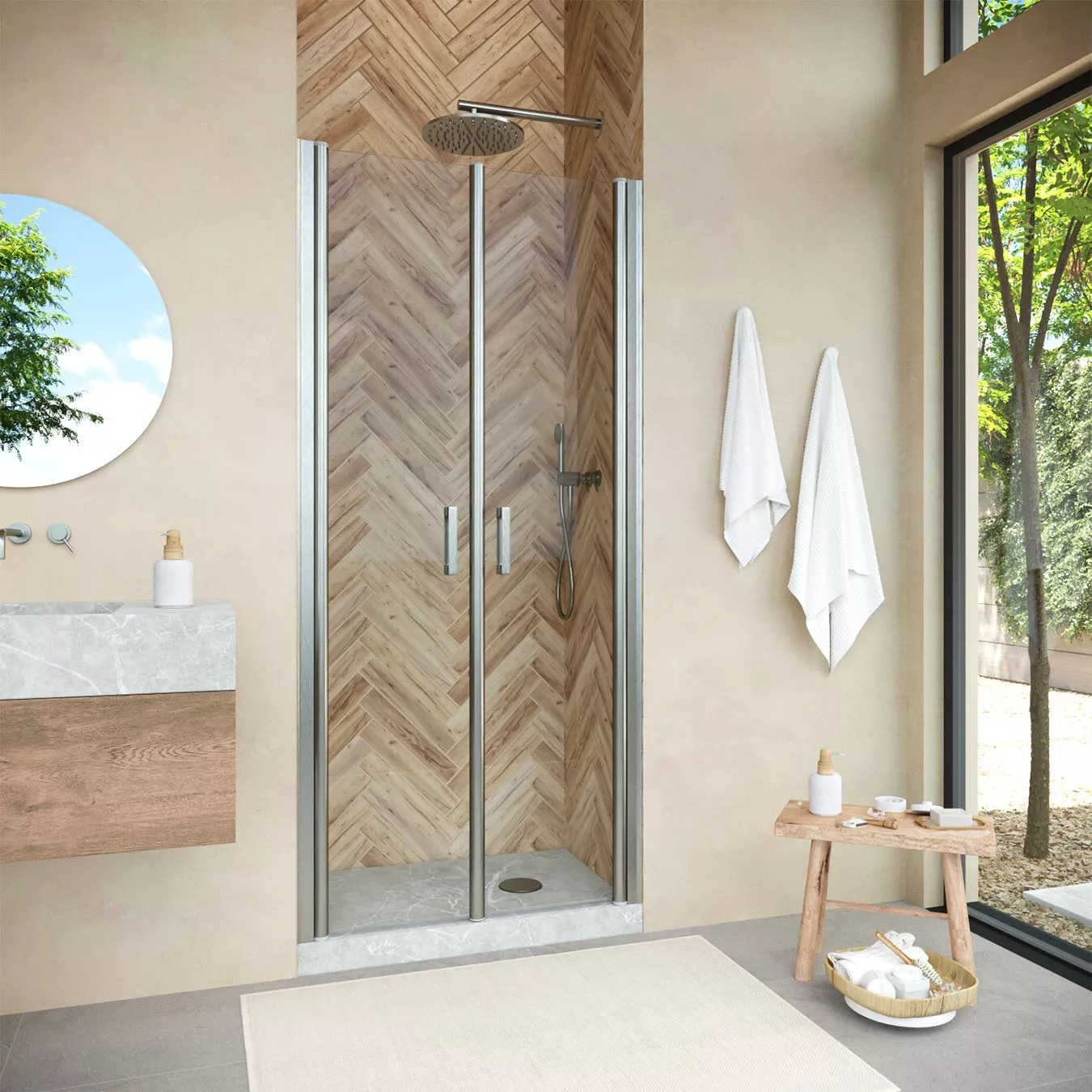 

Душевая дверь в нишу Vegas Glass E2P Novo 95 04 01 профиль никель, стекло прозрачное