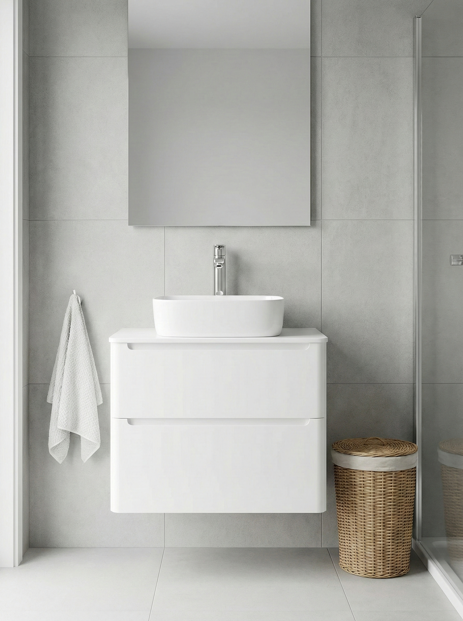 

Тумба с раковиной STWORKI Монтре 80 белая, столешница белая, раковина Берген S21410WH