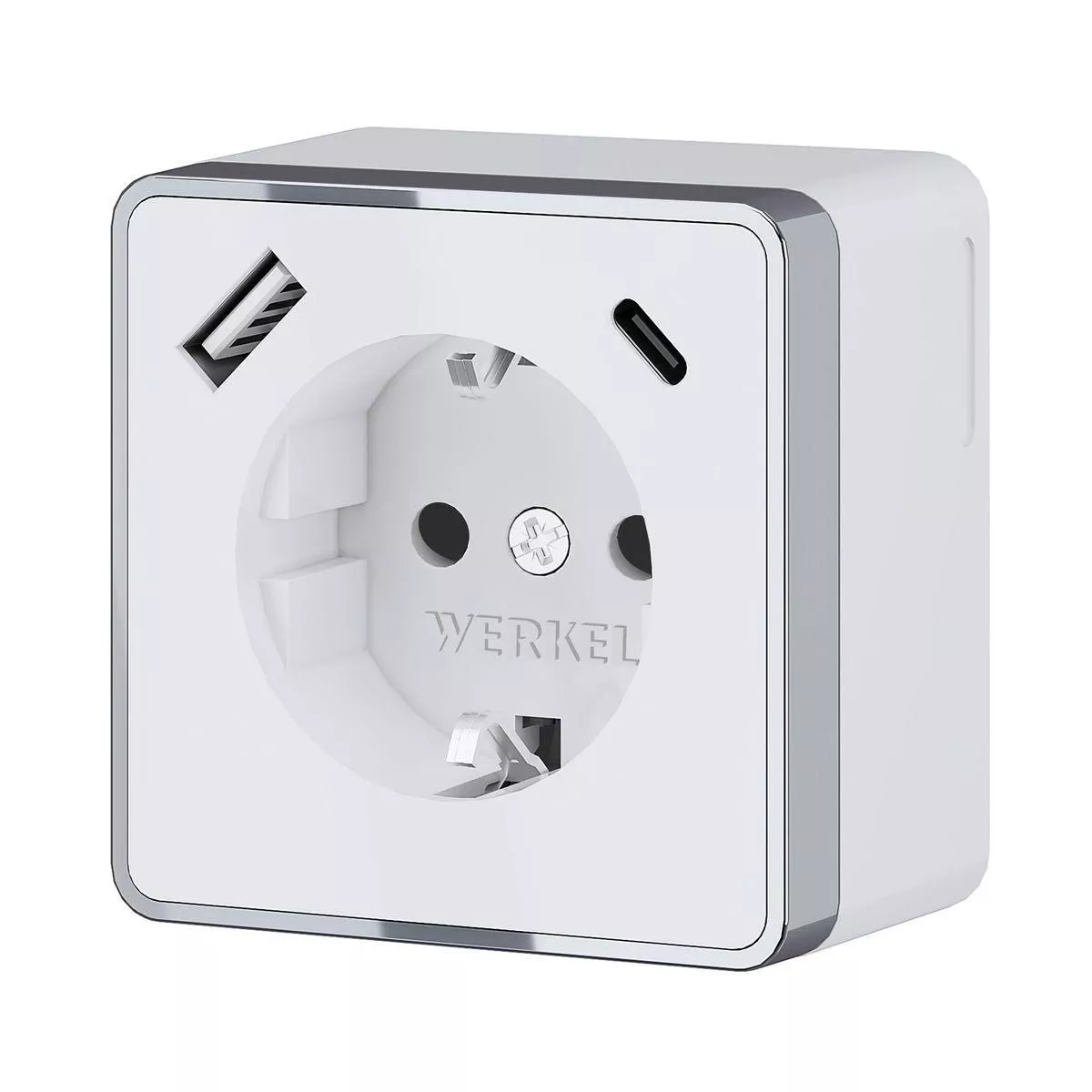 

Розетка с заземлением, шторками и USB тип A+C Werkel Gallant белый W5071701 4690389179594