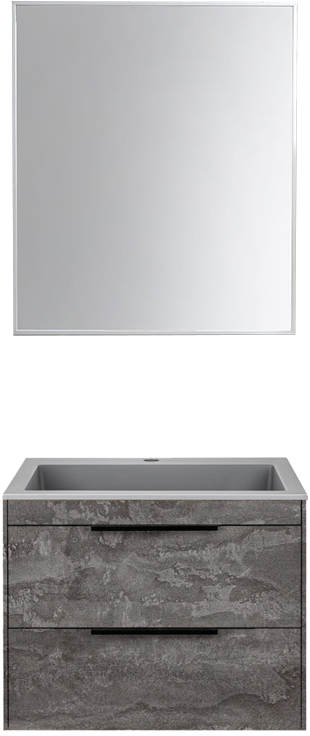 

Мебель для ванной комнаты Vincea Chiara 2D 60, 2 ящика, камень, с серой раковиной