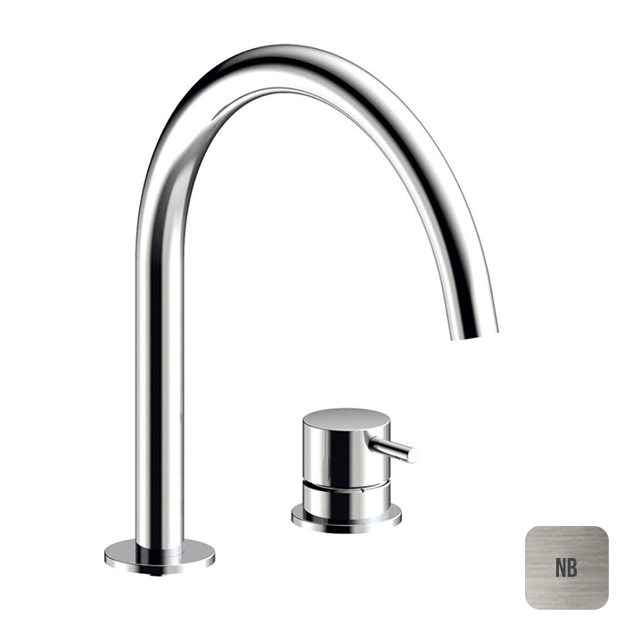 ALMAR Washbasin Смеситель для раковины однорычажный на 2 отверстия h 261 мм излив 221 мм латунь Nickel Brushed 73310₽