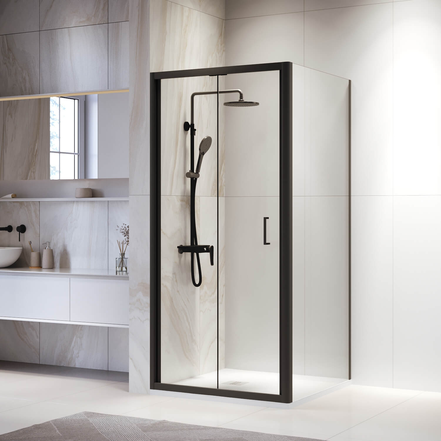 

Душевой уголок RGW Passage PA-132B 90х90 060813299-14 профиль черный, стекло прозрачное