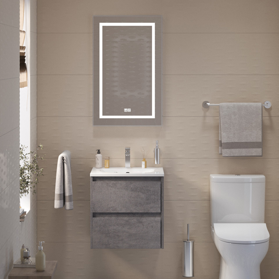 

Мебель для ванной комнаты BelBagno Kraft 39 50 cemento grigio, раковина BB-8099-3-50
