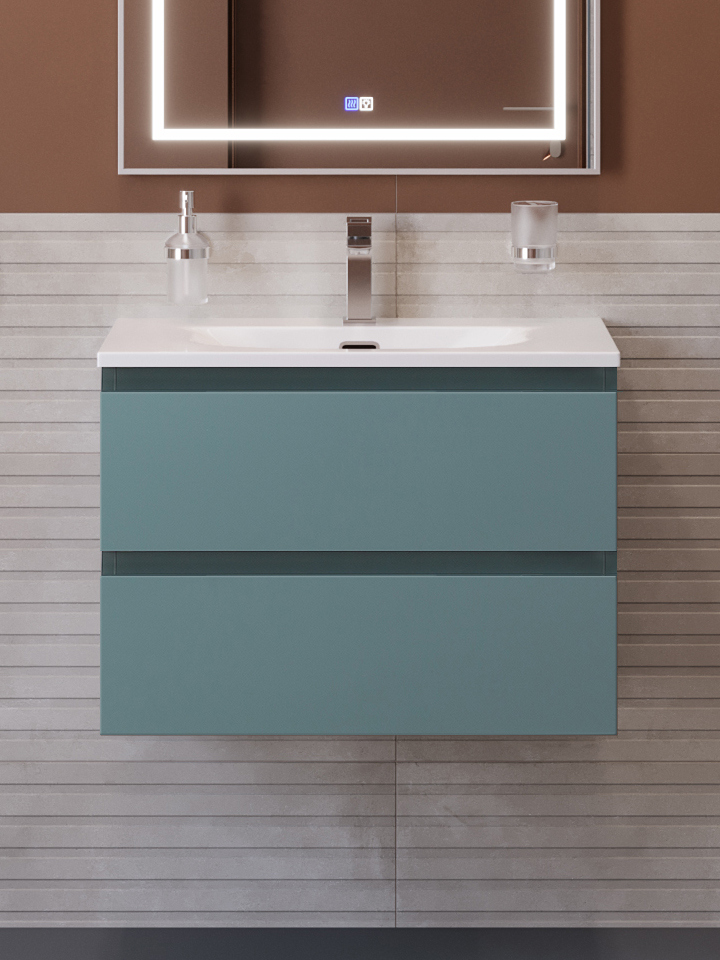 

Тумба с раковиной BelBagno Kraft 60 подвесная, матовая голубая, раковина bb-8099-60