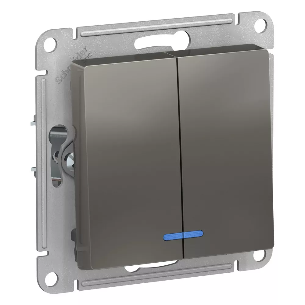 

Выключатель 2-клавишный с подсветкой, сх.5а, 10АХ, Systeme Electric AtlasDesign Сталь ATN000953