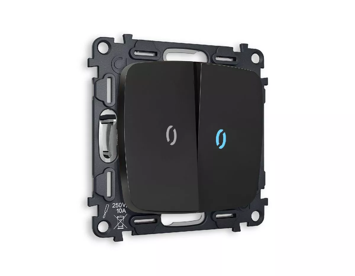 

Комплект механизма 2-кл проходного выключателя с подсветкой Ambrella Volt Omega MO804040