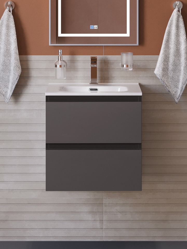 

Тумба под раковину без столешницы BelBagno Kraft 39 50 подвесная, матовая темно-серая