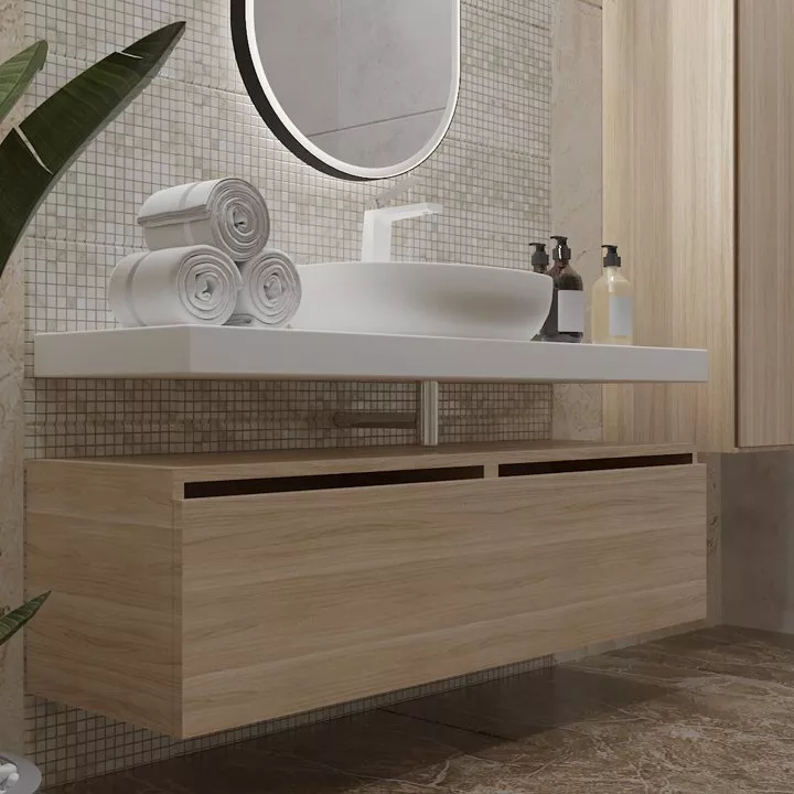 Тумбы для ванных комнат Тумба Armadi Art Flat Valessi Uno-S 140 light oak