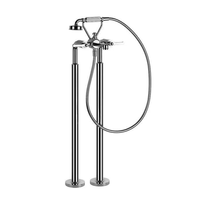 

GESSI VENTI20 Смеситель для ванны напольный, двухвентильный, с ручным душем и шлангом 1500 мм., внешняя часть, цвет хром