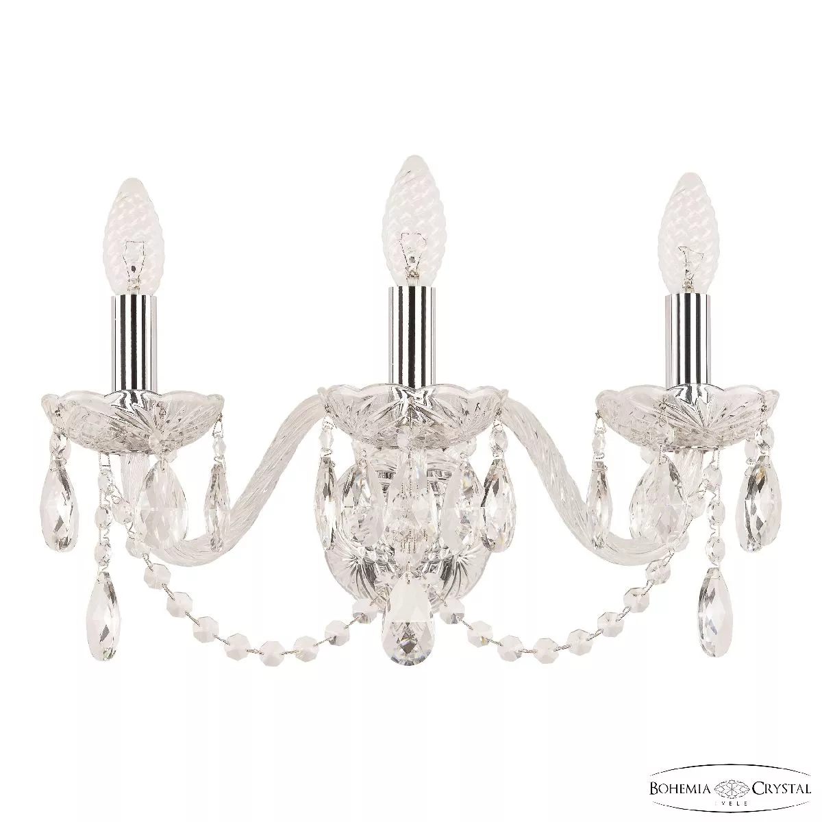 Бра с 3 лампами  Santehnika Room Бра Bohemia Ivele Crystal 101B/3/165 Ni