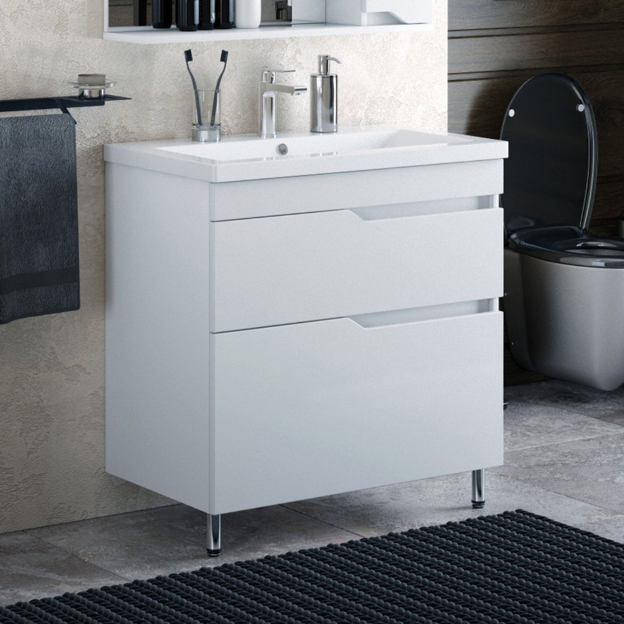 

Тумба под раковину без столешницы Corozo Теона Z2 80 белая