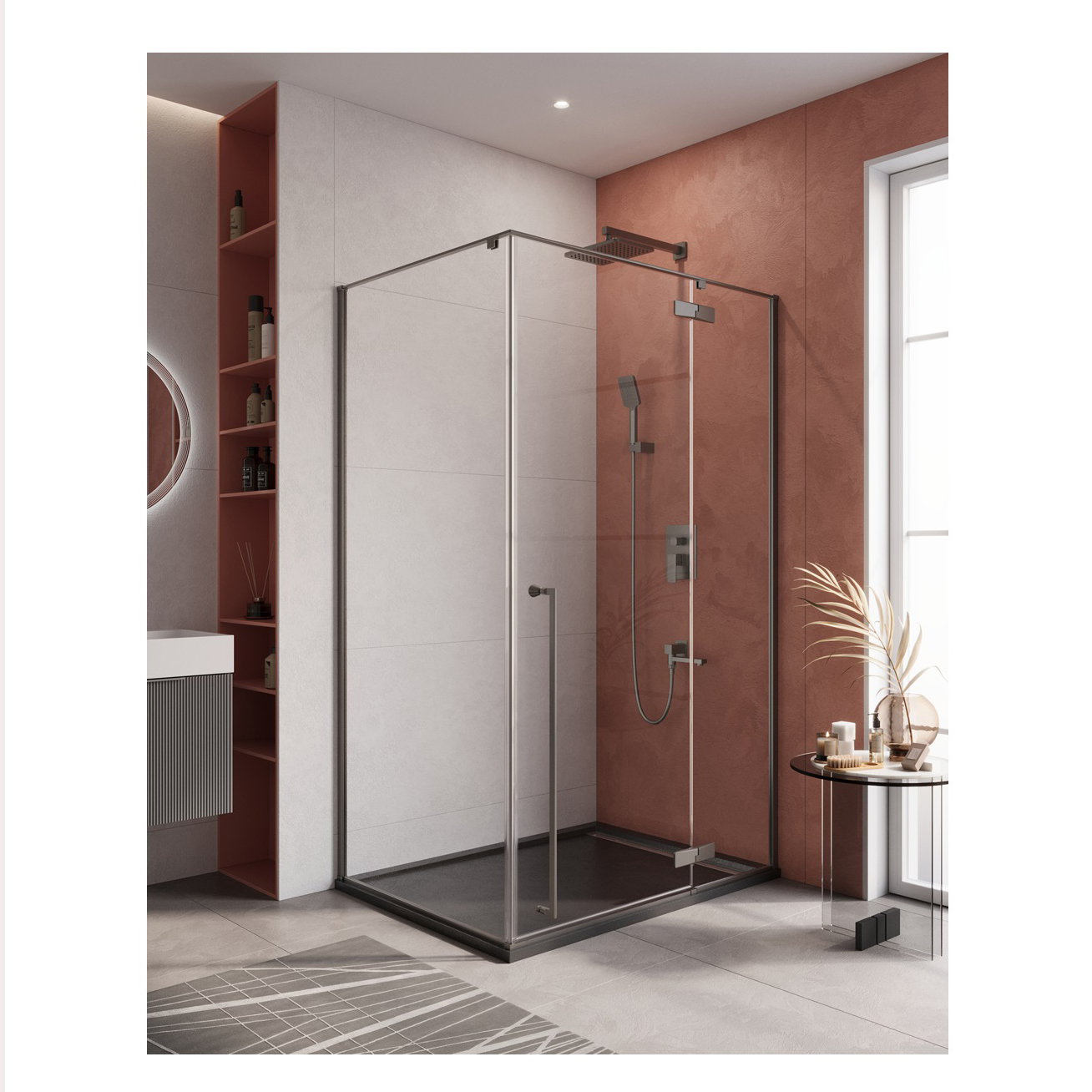 Душевой уголок Cezares Liner AH-1 R 120х90 см профиль оружейная сталь стекло прозрачное 33195₽