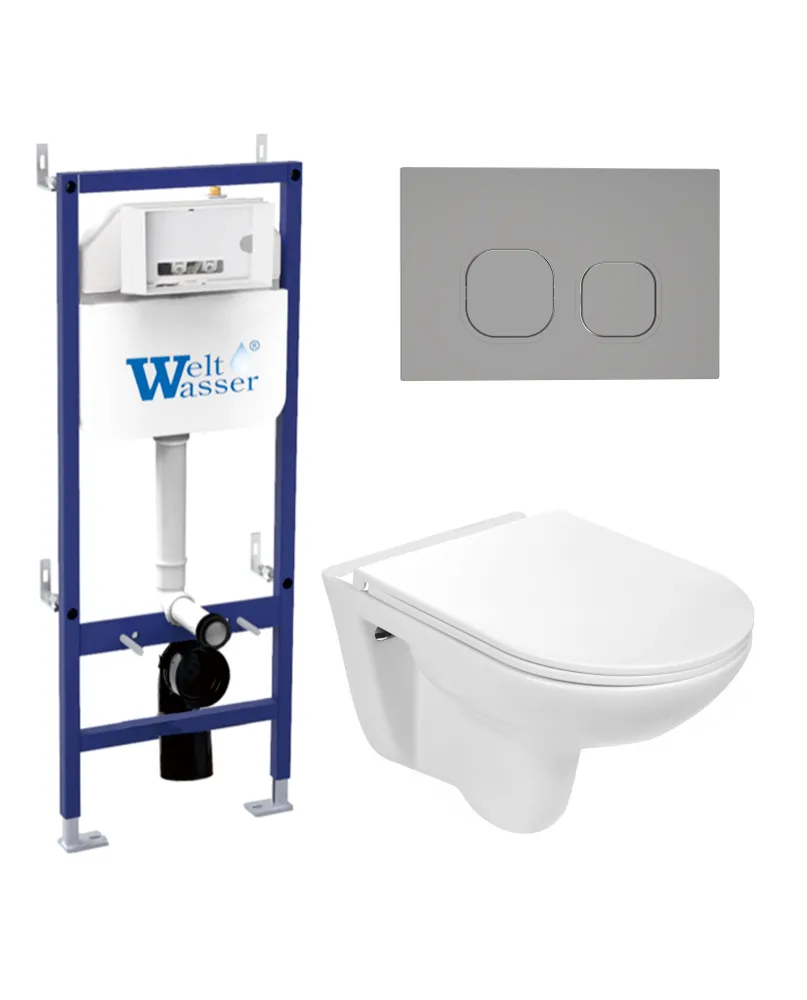 

Комплект унитаза WeltWasser Baarbach 004 с инсталляцией BAMBERG 460 белый, с сиденьем микролифт и клавишей смыва BAMBERG CR хром