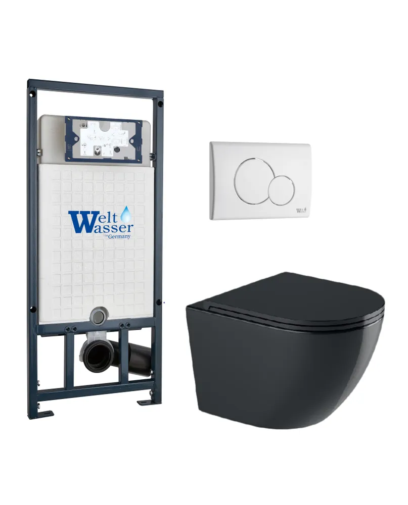 

Комплект унитаза WeltWasser Merzbach 041 XL с инсталляцией MARBERG 507 черный матовый, с сиденьем микролифт и клавишей смыва MAR 507 RD GL-WT белый