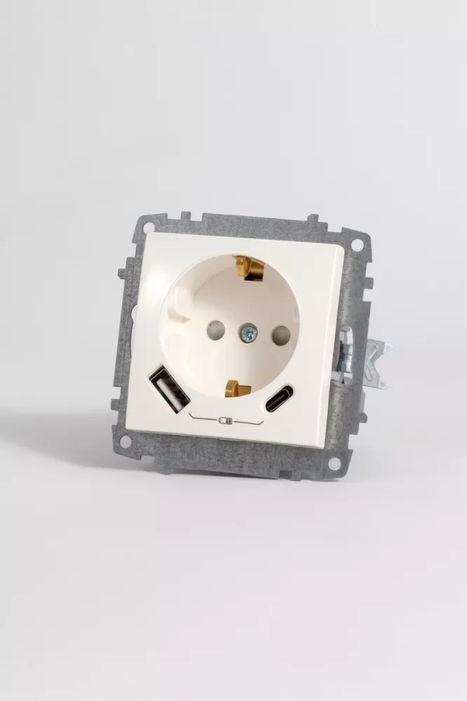 

Розетка с/з зарядка (Type C+USB) ELBI Zena Vega 609-010200-334