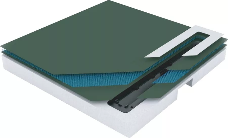 

Поддон для душа Pestan Confluo Board 90x90 под плитку со встроенным лотком, решетка хром матовый