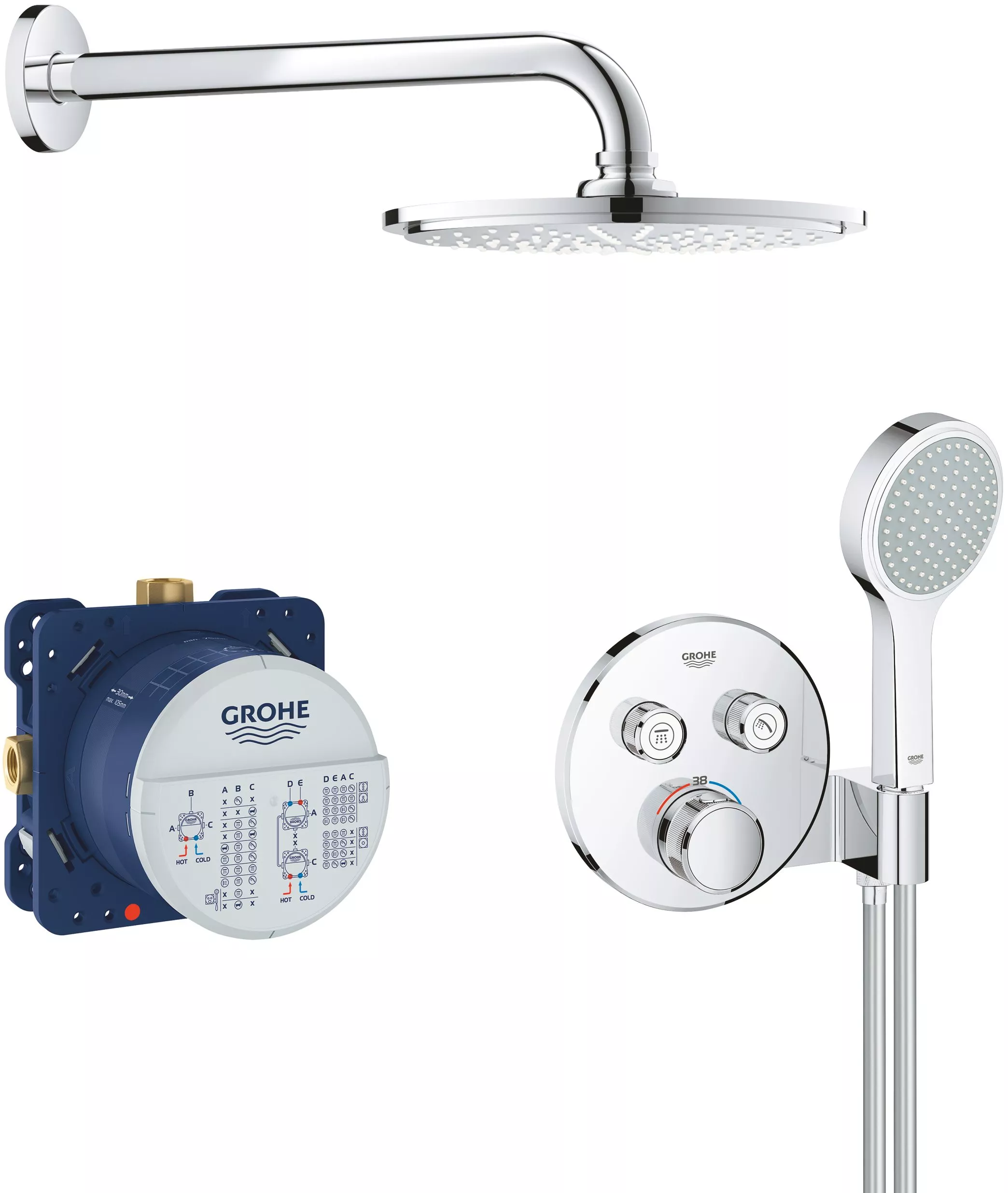 Душевой комплект Grohe Grohtherm SmartControl 34743000 С ВНУТРЕННЕЙ ЧАСТЬЮ, размер 21, цвет хром - фото 1