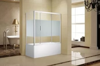 Aquanet Practic, Шторка для ванны х боковое стекло 1500х700мм, полоска, хром, 6мм (254245)
