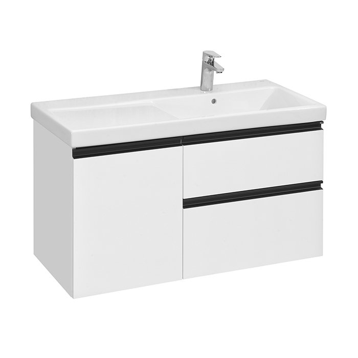 

DOMI Модуль д/раковины 1000 мм, 2 ящика, белый глянец