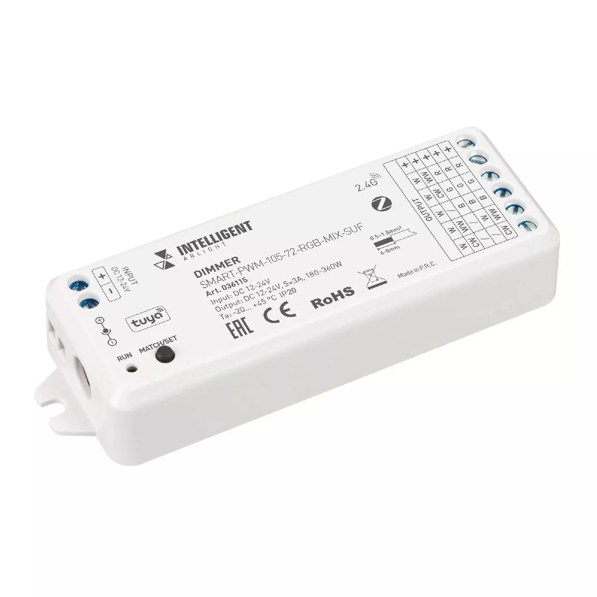 

Диммер Arlight SMART-PWM-105-72-RGB-MIX-SUF (12-24V, 5x3A, ZB, 2.4G) 036115