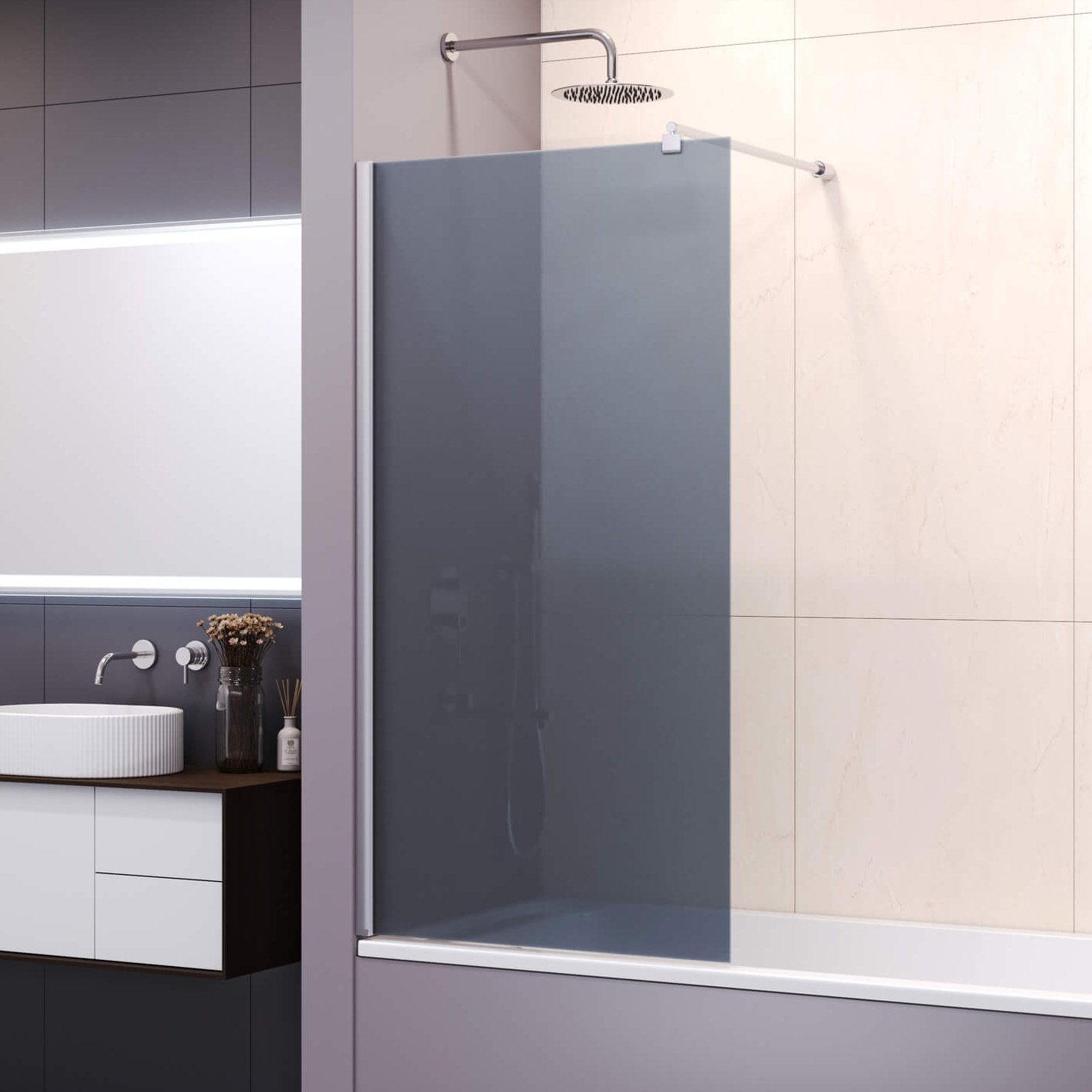 

Шторка на ванну RGW SC-050 60 см, профиль хром, стекло серое