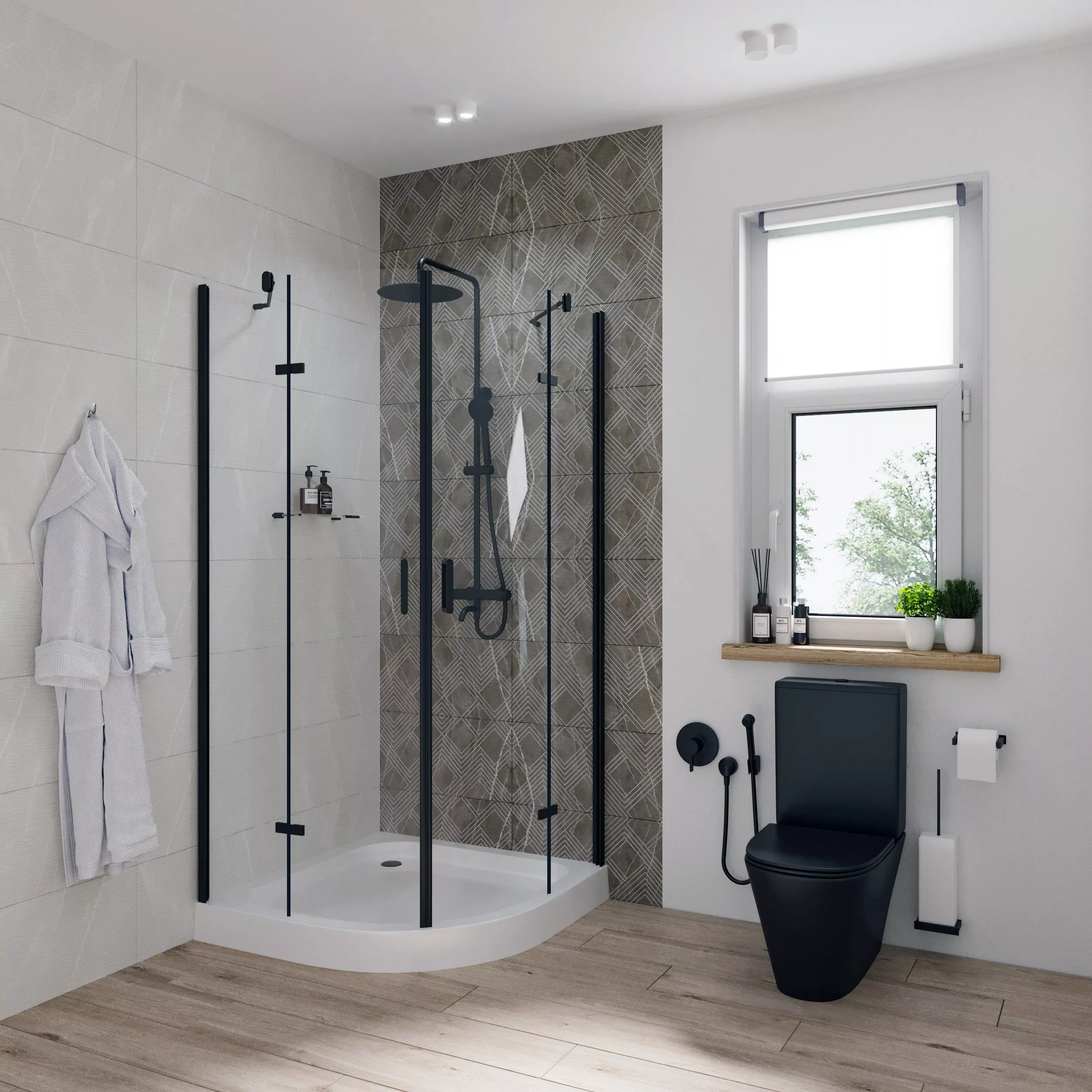 

Душевой уголок Niagara Nova NG-6815-08 BLACK 90x90, четверть круга, черный