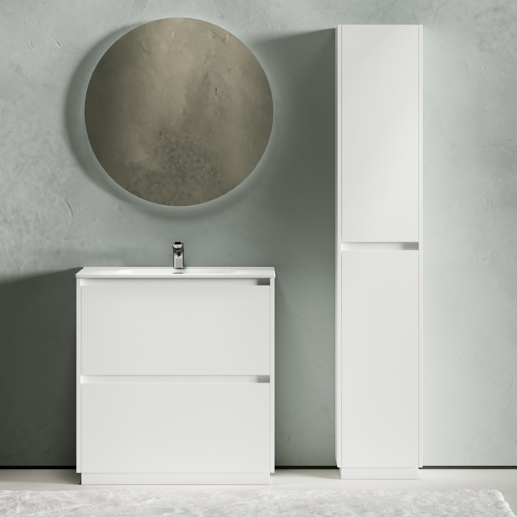 

Мебель для ванной комнаты Sancos Libra Floor 80 белый глянец, белая раковина CN7005