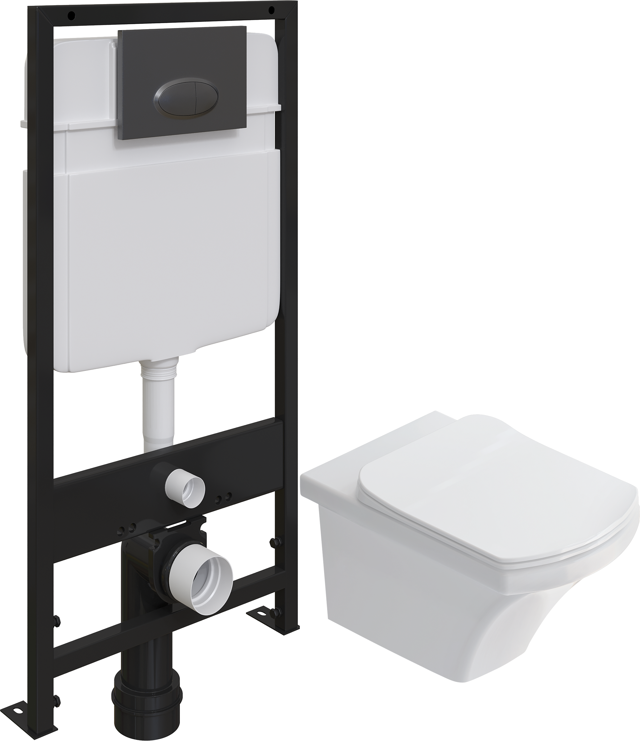 

Комплект Унитаз подвесной STWORKI Хальмстад SETK2804-0606-001-1-6000 с микролифтом + Система инсталляции для унитазов EWRIKA ProLT 0026-2020 с кнопкой смыва 0054 черной матовой