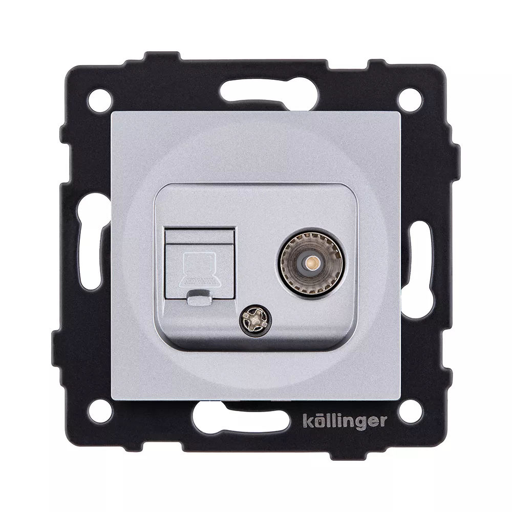 Розетка двойная TV (мама) + RJ45 Cat.6, серый Kollinger REA-021GY для Aspekt, Eleganz, Reflex