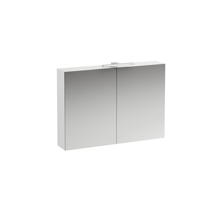 LAUFEN (Base) Зеркальный шкафчик 1000х185х700 мм, 2 дверцы, подсветка, розетка, выключат., корпус белый глянец