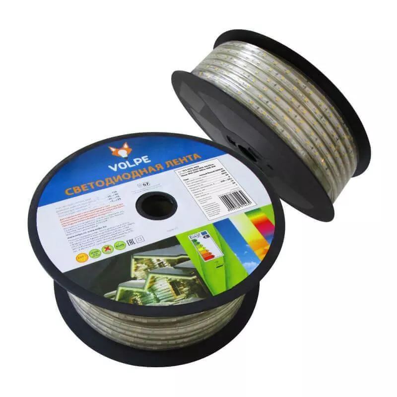 

Светодиодная влагозащищенная лента Volpe 6W/m 60LED/m 2835SMD теплый белый 50M ULS-Q325 2835-60LED/m-10mm-IP67-220V-6W/m-50M-WW 10982