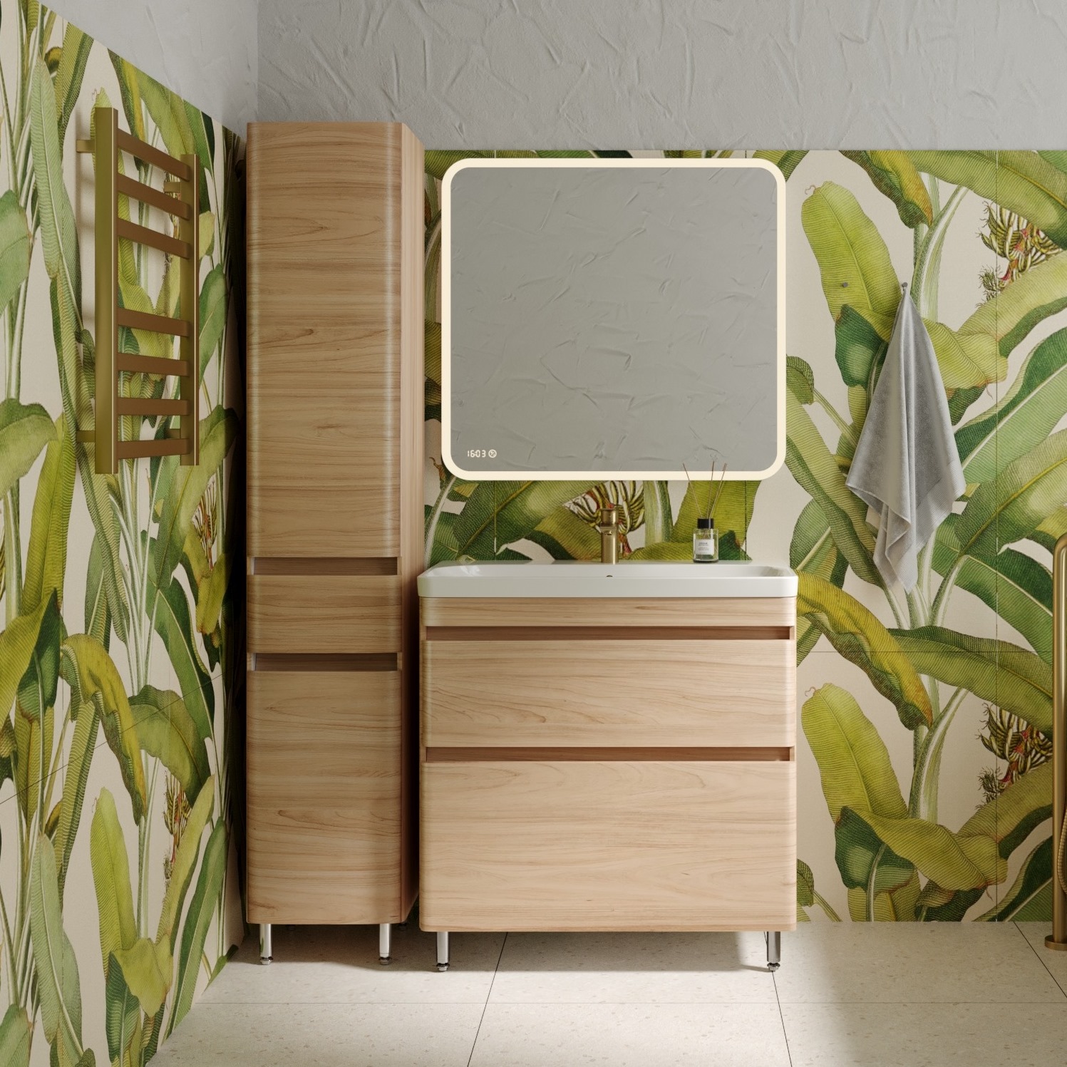 

Мебель для ванной комнаты Style Line Атлантика 80 Люкс Plus, напольная, ясень перламутр