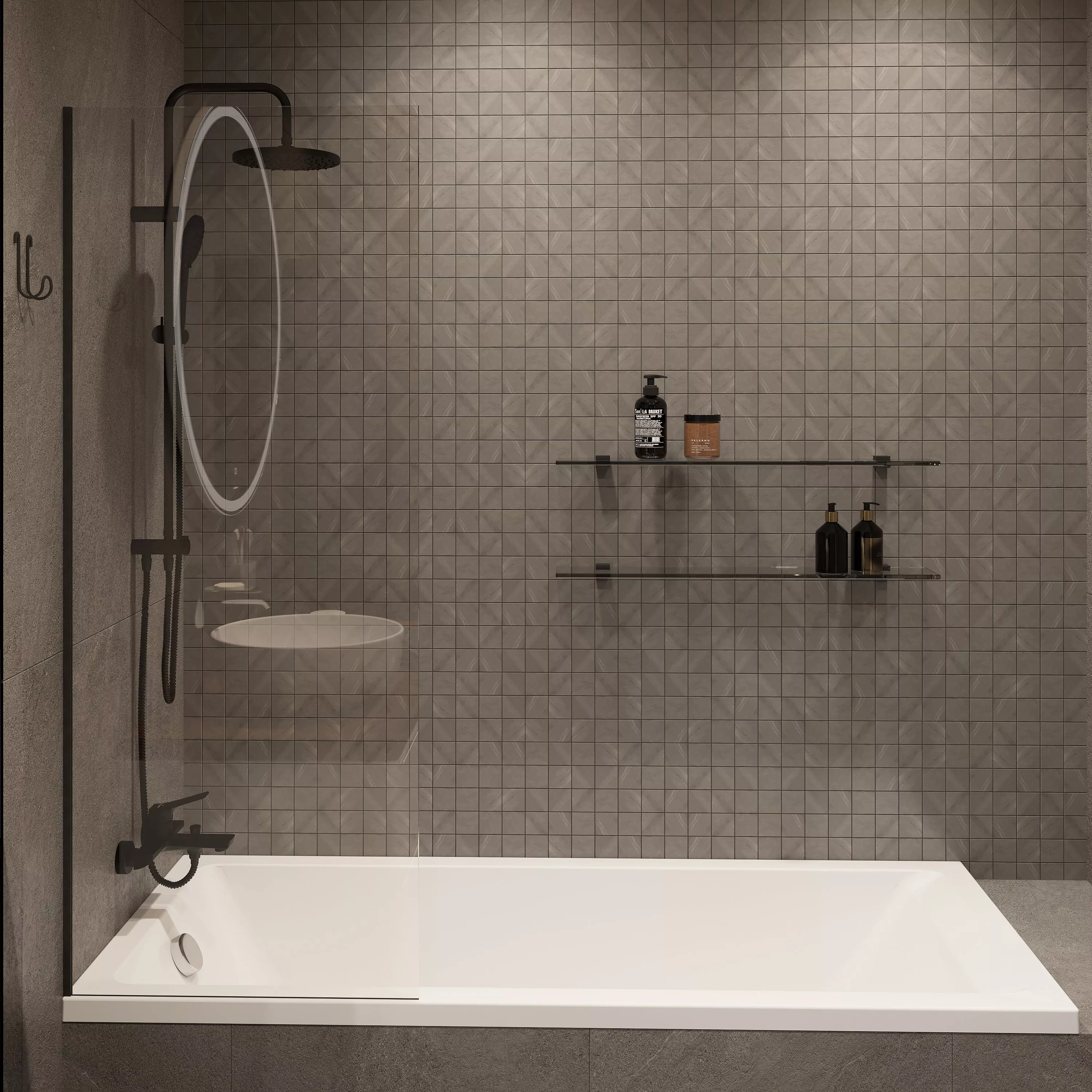 Ограждения для ванной  Santehnika Room Шторка на ванну DIWO Ростов 4GW011 неподвижная, 60x150, черная матовая