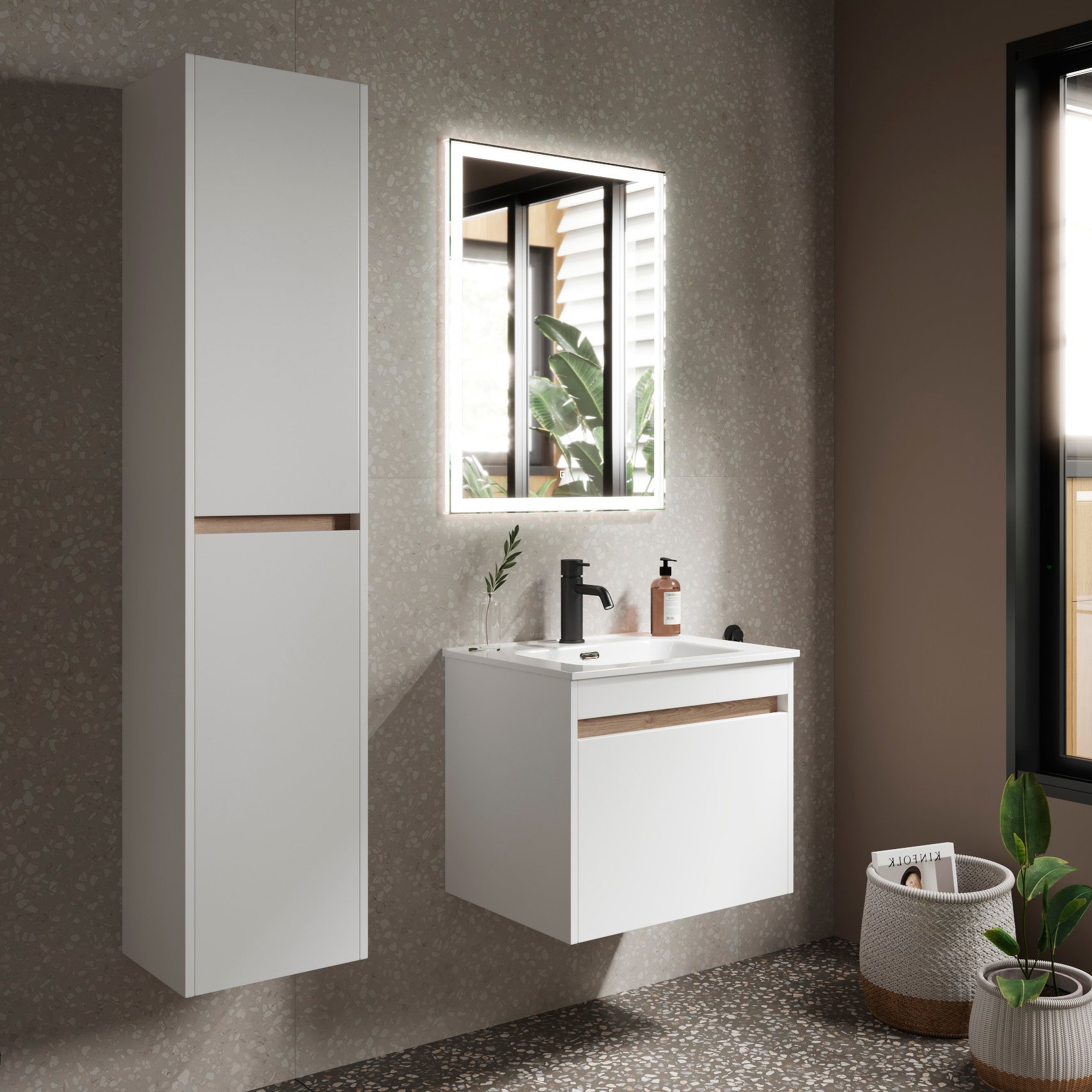 

Мебель для ванной комнаты Sancos Smart 60 см белый глянец