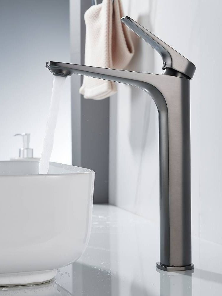 

Смеситель (кран) для раковины высокий Shevanik S4211T, оружейная сталь