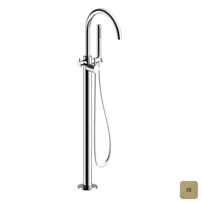 

ALMAR (Washbasin) Напольный смеситель для ванны,h1060 мм, излив 345 мм, 2независим картриджа, ручной душ,латунь Brushed PVD High Brass(для E134009)