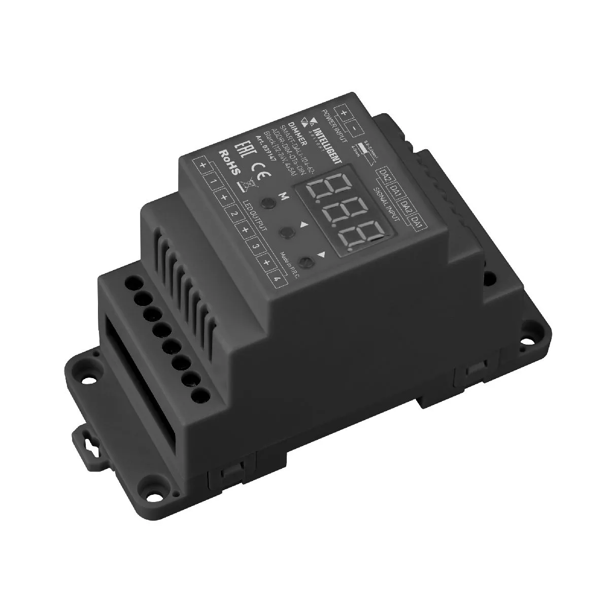 

Диммер Arlight SMART-DALI-104-62-ADDR-DIM-DT6-DIN Black (12-24V, 4x5A) 039147