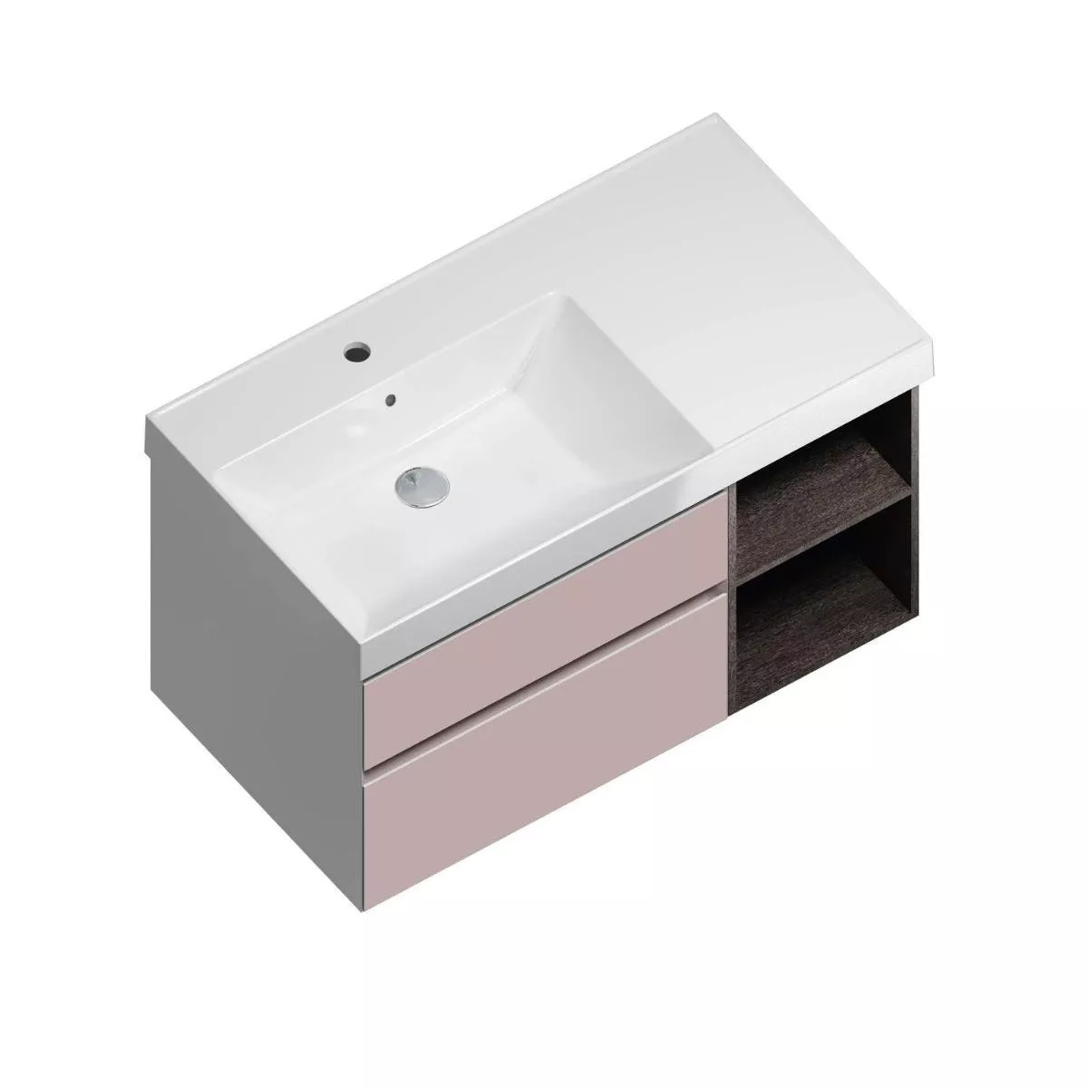 

Тумба с раковиной Kerama Marazzi Cubo 90 левая, мальва матовый/темное дерево