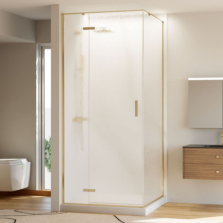 

Душевой уголок Veconi Rovigo RV-073RG/L 80х90 см, профиль брашированное золото, стекло текстурное дождь