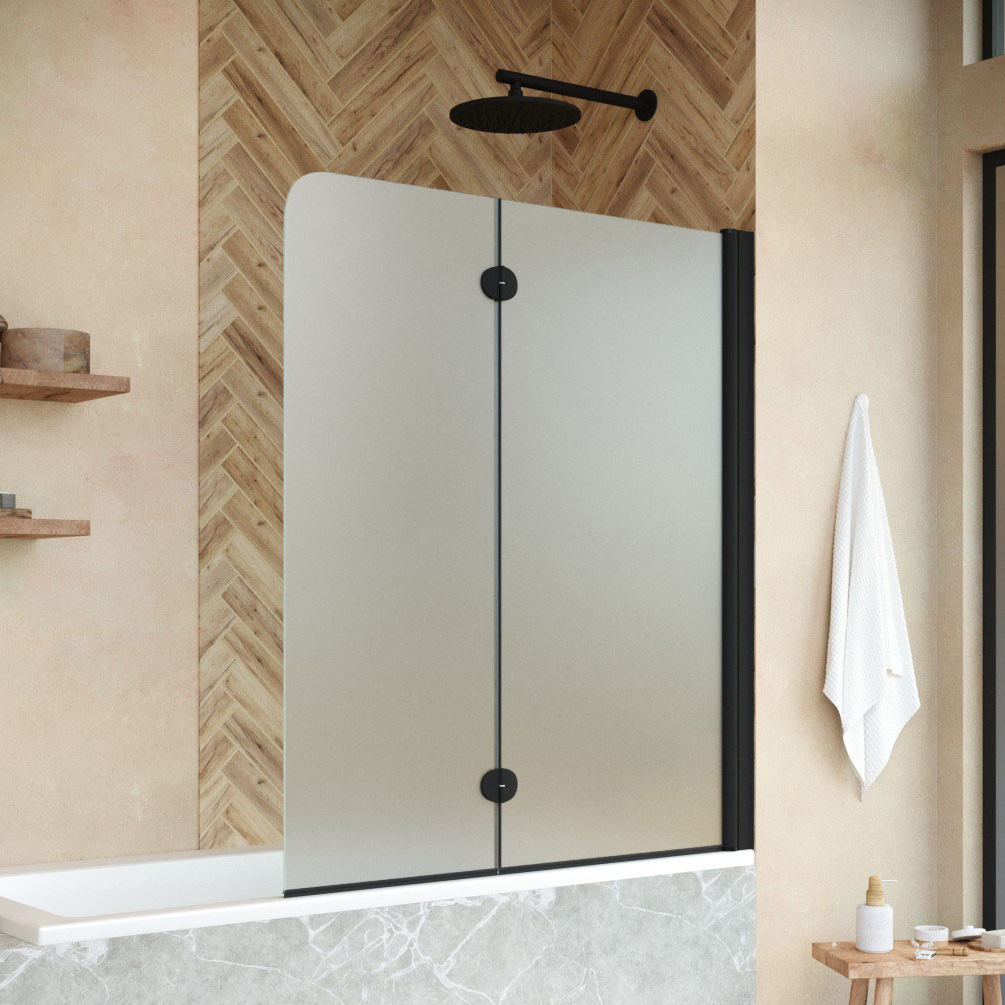 

Шторка на ванну Vegas Glass E2V NOVO 120 02М 10 R профиль черный матовый, стекло сатин