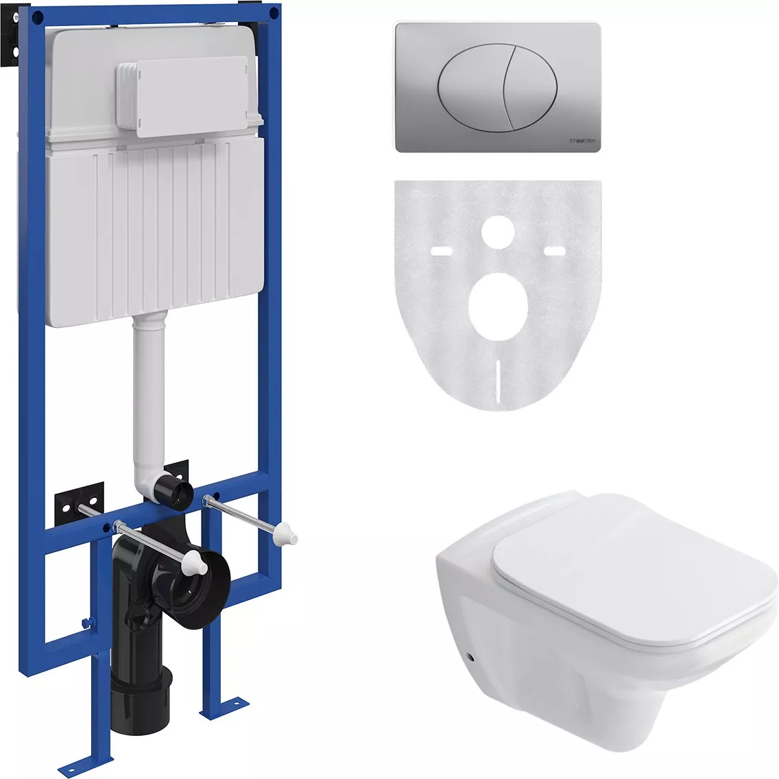 

Комплект Унитаз подвесной STWORKI Дублин SETK3504-0605 с микролифтом + Система инсталляции для унитазов STWORKI 510162 с кнопкой смыва 230822 хром глянцевый