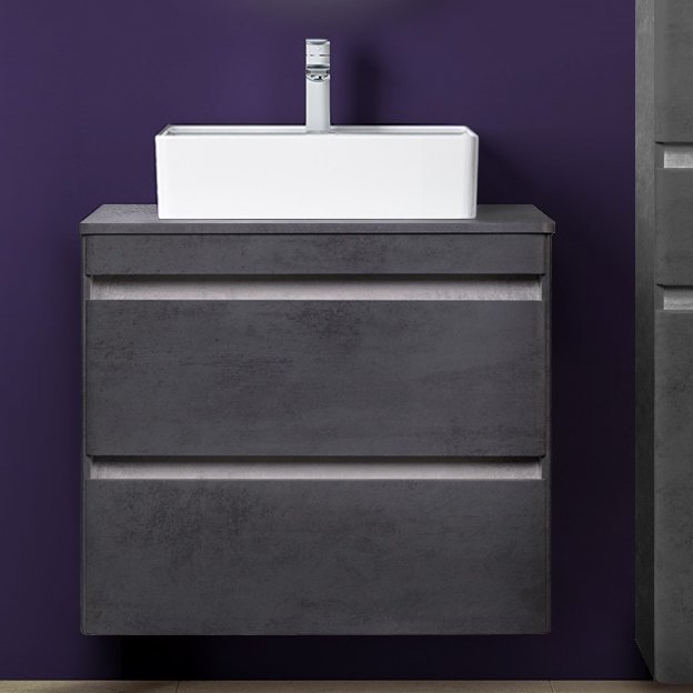 

Тумба c раковиной подвесная Style Line Атлантика 70 серая, бетон темный