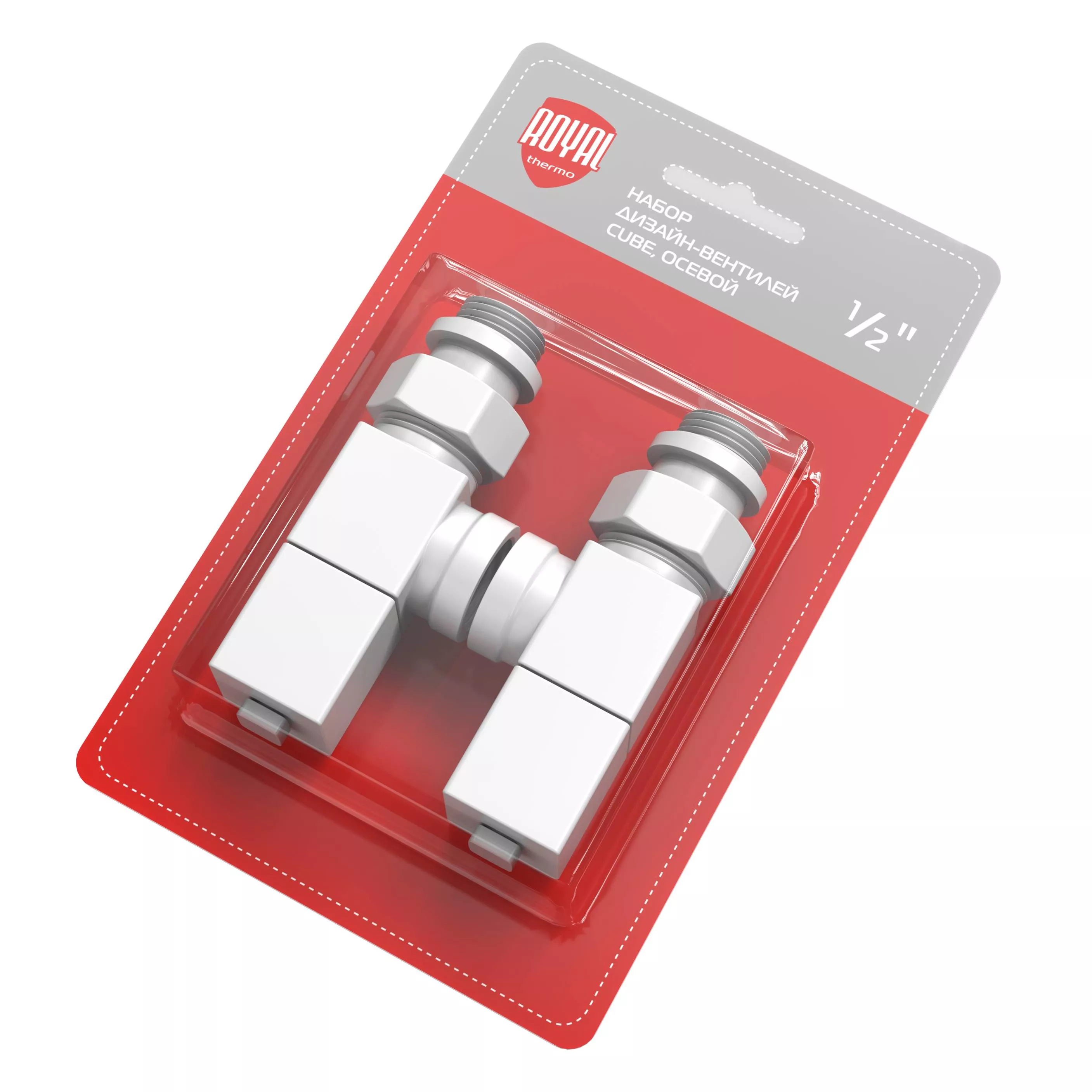 

Набор дизайн-вентилей Royal Thermo CUBE, осевой (белый) 1/2