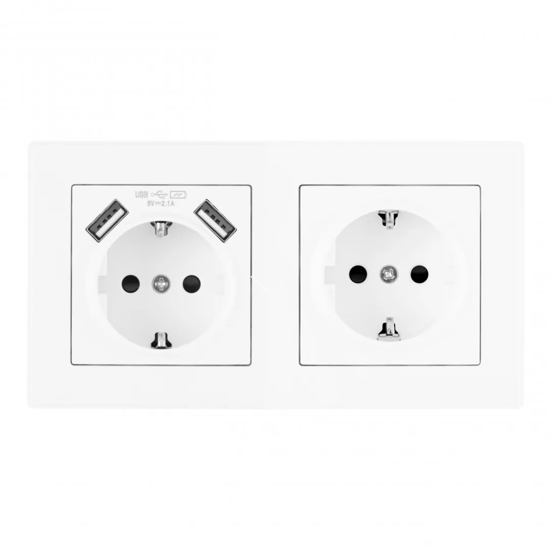 

Розетка двойная (двухпостовая) c USB Arte Milano SET06-2-47-1-40-1 white
